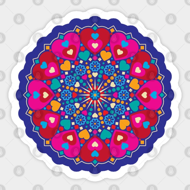 Colorful Sweet Hearts Mandala Sticker by wickedpretty